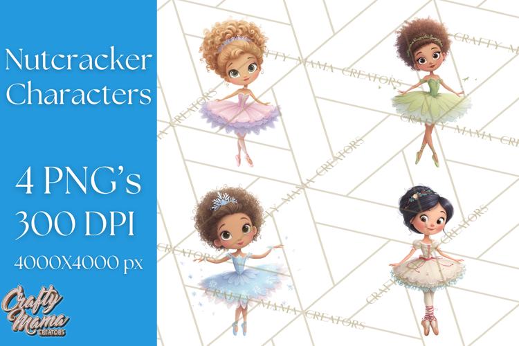 Diverse Ballerina Nutcracker Clipart PNG