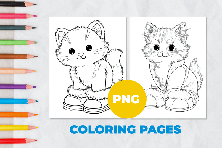Cute snow kitten Coloring Pages | Coloring book