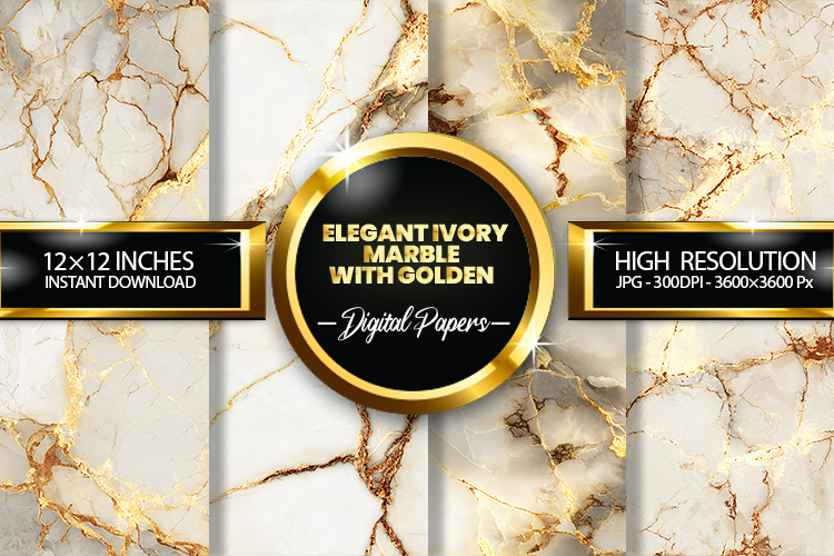 Elegant Ivory Marble Digital Papers - 04 variations