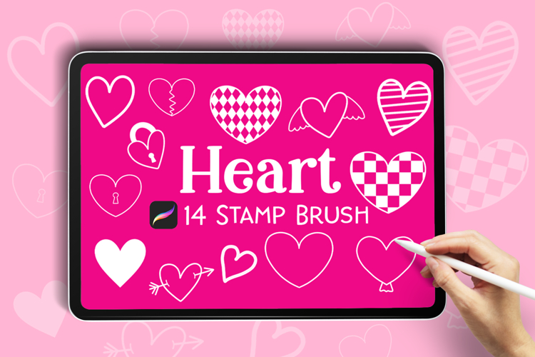 14 Heart Stamps for Procreate | Valentines Day
