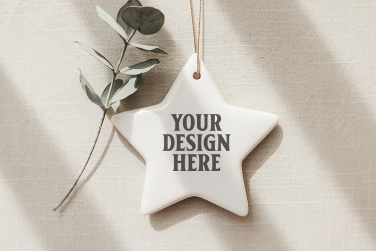 Christmas Star Ceramic Ornaments Mockup | Holiday Star Ornam