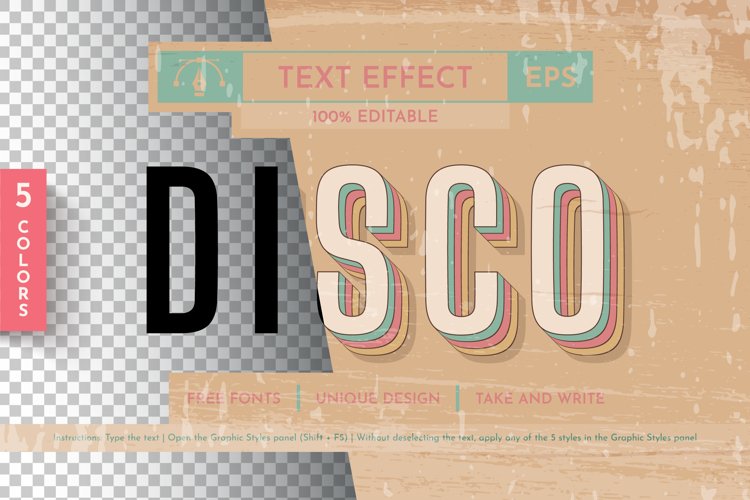 5 Music 80s Editable Text Effects, Graphic Styles example image 1