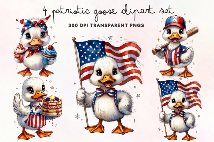 Patriotic Goose Clipart PNG