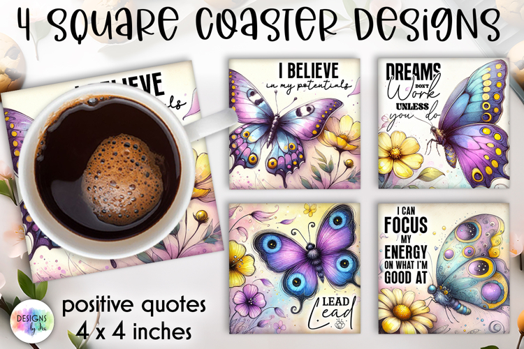 Spring Floral Coaster Sublimation, Positive Quotes Coasters