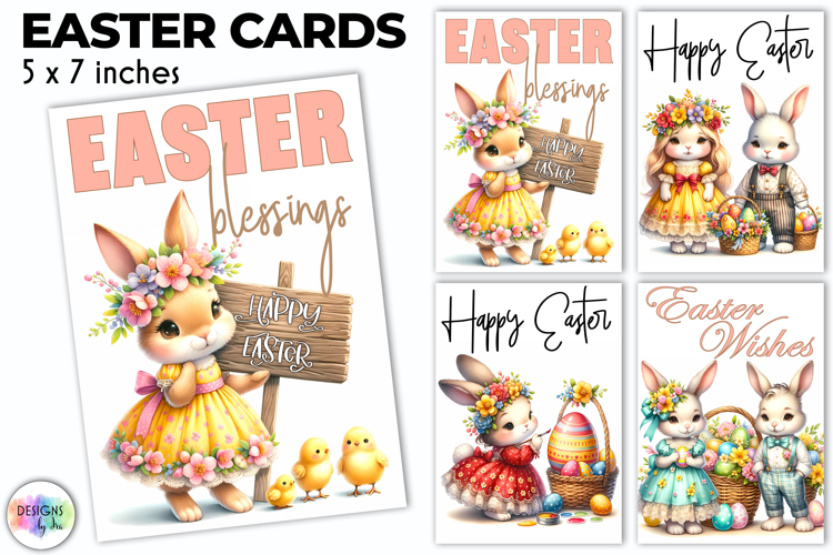 Easter Bunny Greeting Cards Cute Boho Printable, Hippie PNG