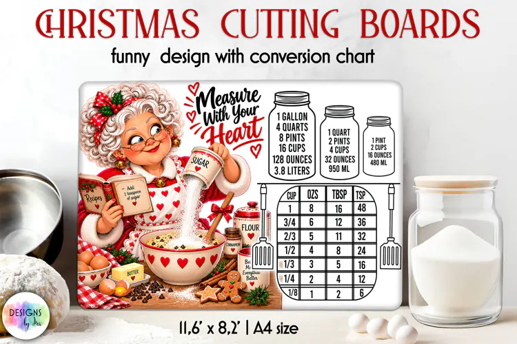 Measure With Your Heart Christmas Cutting Board