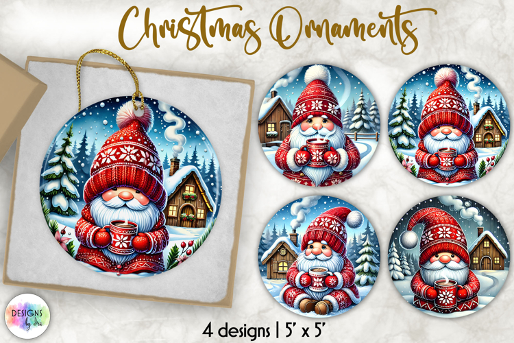 Christmas Ornament Sublimation, Cute Nordic Gnome Ornament