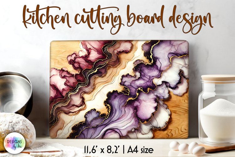 Abstract Cutting Board, Alcohol Ink Wooden Cutting Board example image 1
