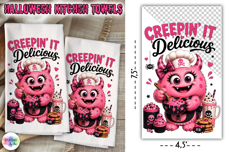 Halloween Kitchen Towel PNG, Creepin It Delicious