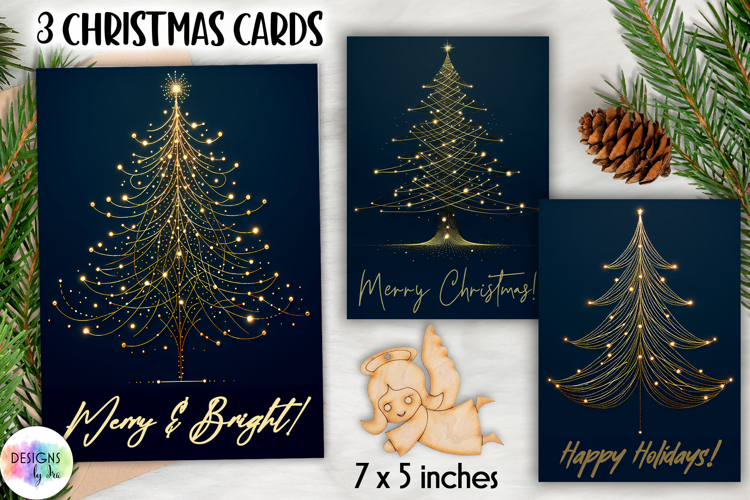 Christmas Tree Greeting Cards, Abstract Christmas Tree Print