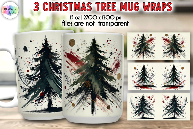 Christmas Tree Mug Wraps, 15 oz Christmas Tree Mug Wrap PNG