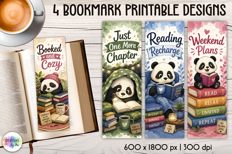 Cozy Panda Printable Bookmarks for Reading Lovers