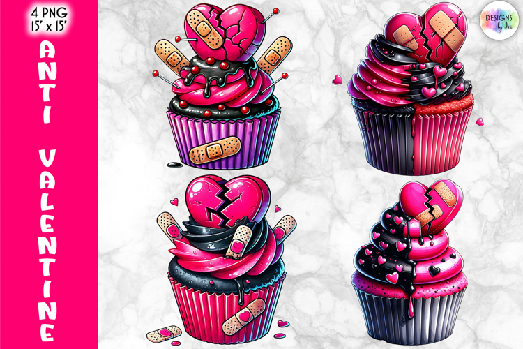 Valentine Cupcake Clipart, Cute Cartoon Love Desserts PNG