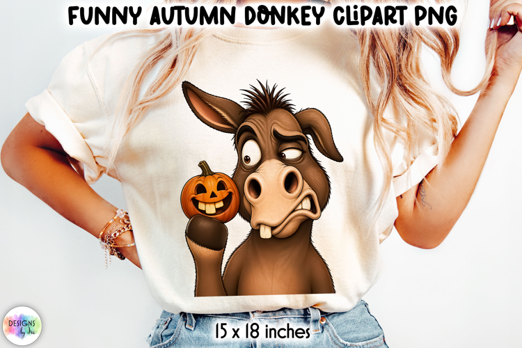 Funny Donkey with Tiny Jack O Lantern Halloween PNG