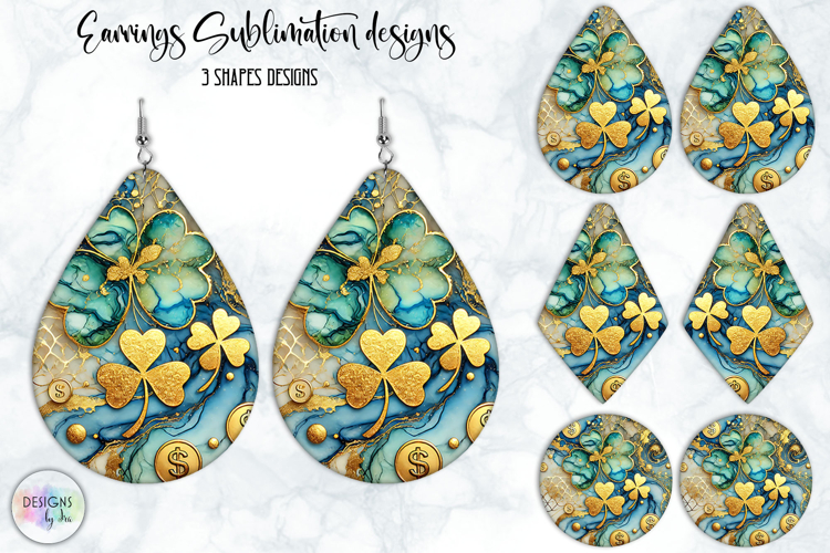 St. Patrick’s Day Earrings Sublimation, Lucky Clover Art