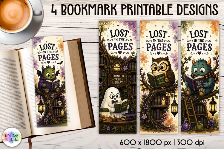 Halloween Bookmarks, Lost in the Pages PNG example image 1
