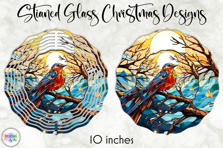 Wind Spinner Design with Stained Glass Christmas Birds