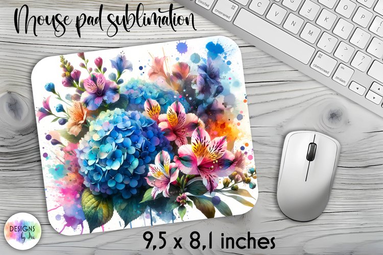 Summer Flowers Mouse Pad. Floral Mouse Pad Design example image 1