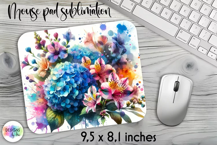 Summer Flowers Mouse Pad. Floral Mouse Pad Design