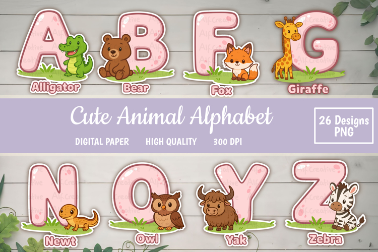 Kawaii Alphabet Stickers Cute Animals