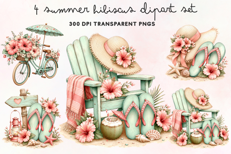 Summer Hibiscus Clipart PNG