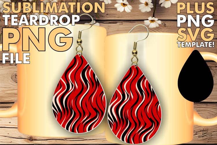 Red Sparkle Sublimation Earring Design example image 1