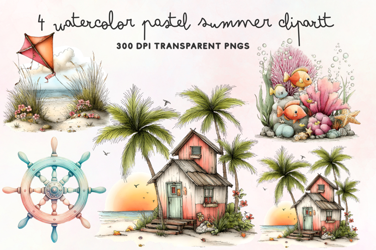 Watercolor Beach Clipart Image 15