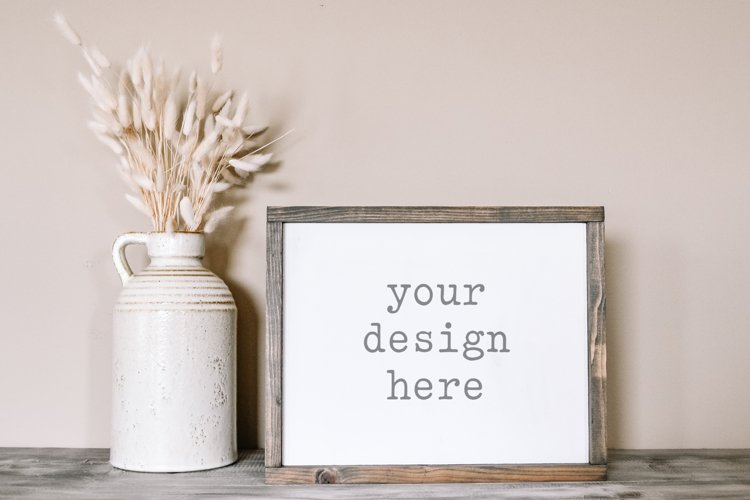 Wood Sign Mockup| Stock Photo| Flat Lay | Digital Mockup example image 1