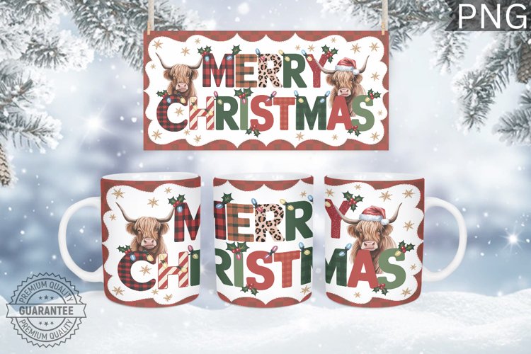 Merry Christmas Mug Wrap - Christmas Mug Sublimation