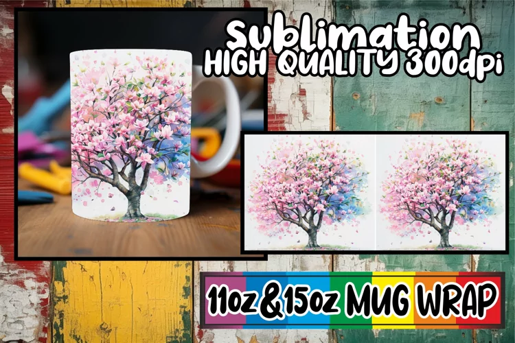 Blossom Symphony Serenade Mug Sublimation Wrap
