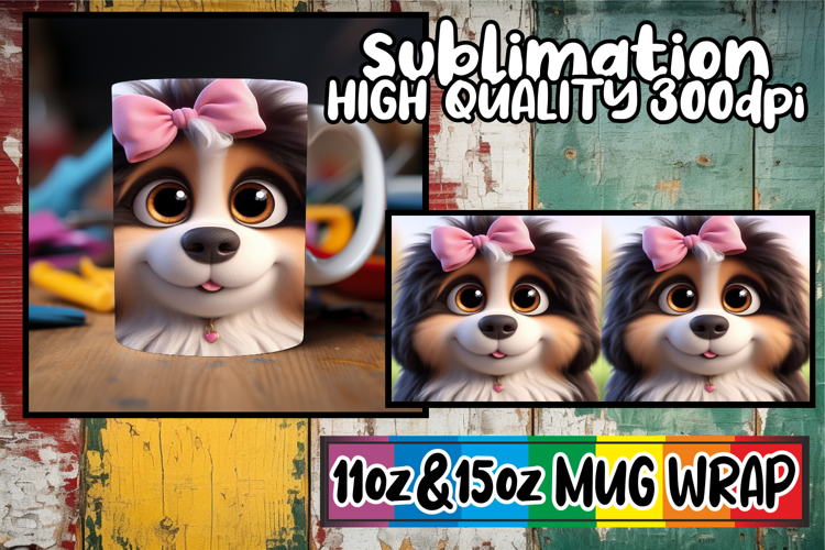 Radiant thoughts 11oz 15oz sublimation wrap, 3D Dog