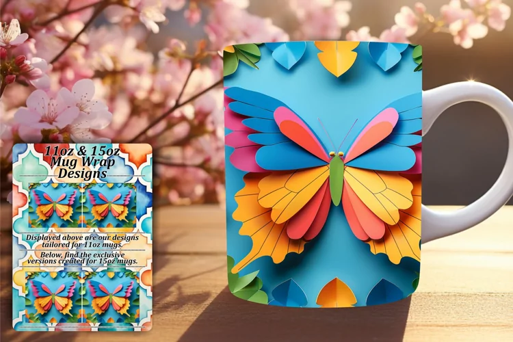 Fluttering Springtime 3D Butterfly Mug Wrap