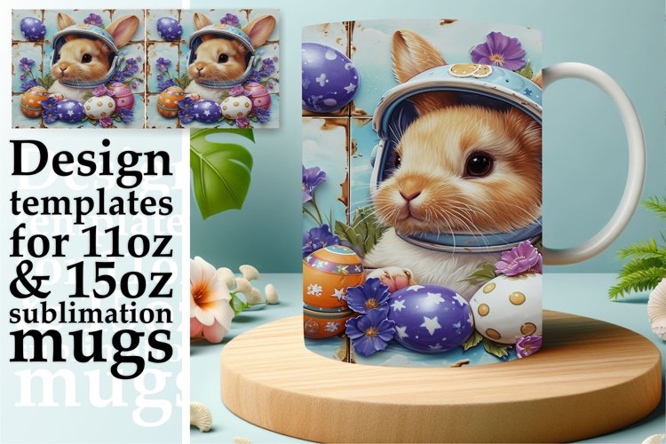 Vibrant 3D Easter Bunny Wrap Sublimation 11oz