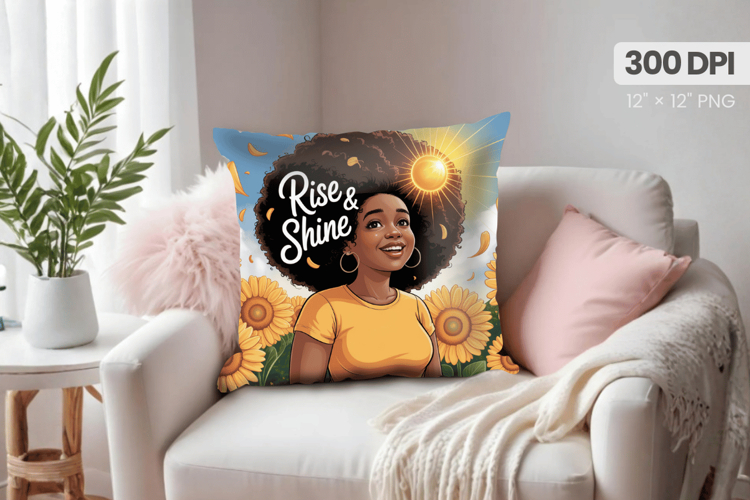 Afro Girl /Woman braided hair Pillow Design, Black Queen PNG