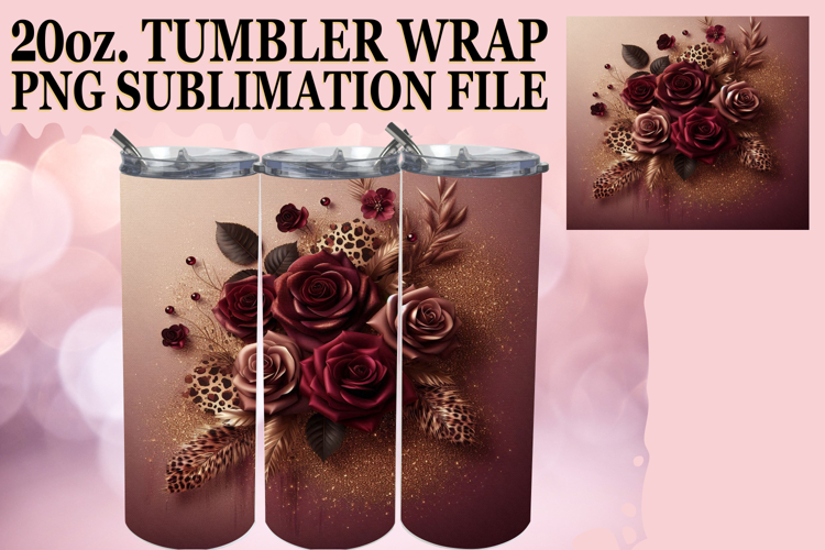 Heartfelt Sublimation 20oz tumbler wrap, Leopard Prints
