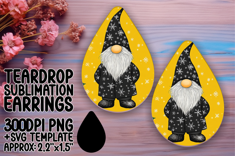 Playful Teardrop Earrings PNG for DIY , Gnome
