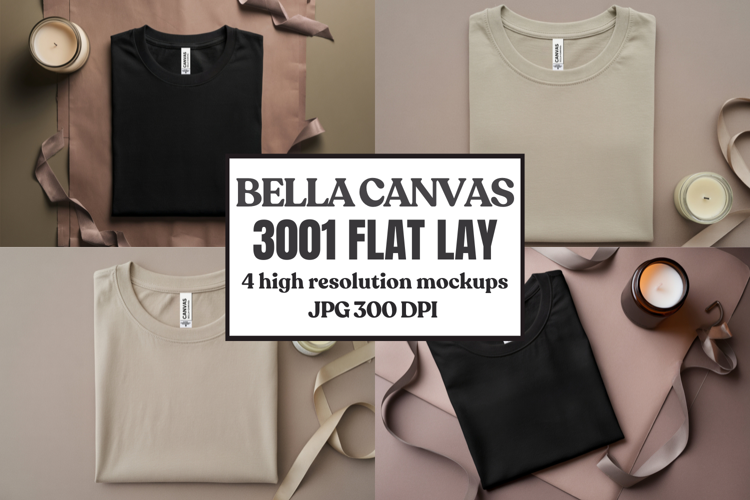 Folded Bella Canvas 3001 Flat Lay T-Shirt mockup