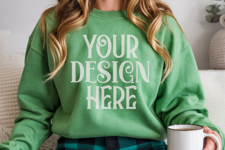 Christmas Gildan 18000 Irish Green Crewneck Sweatshirt Mocku