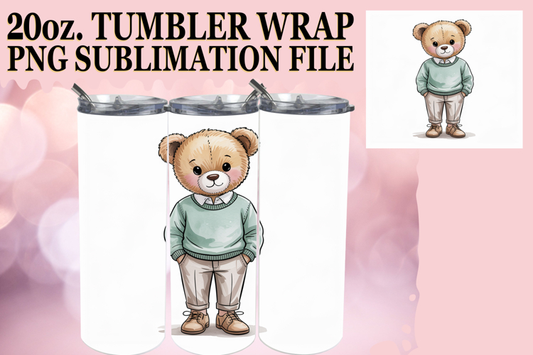 Happy Moments 20oz tumbler wrap, Teddy Bear