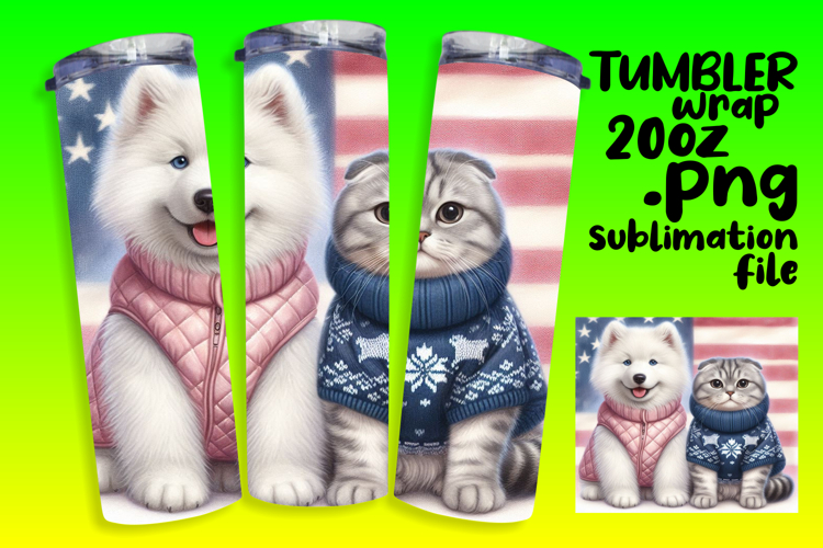 GIFT-WORTHY 20oz Tumbler Template , Dog and cat