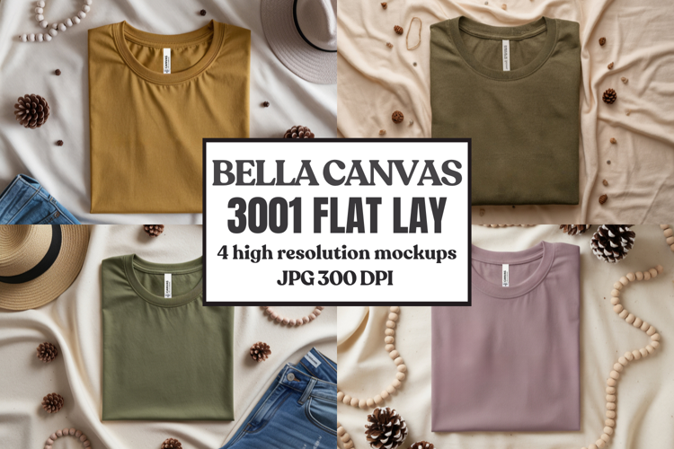 Bella Canvas 3001 Flat Lay T-Shirt Mockup