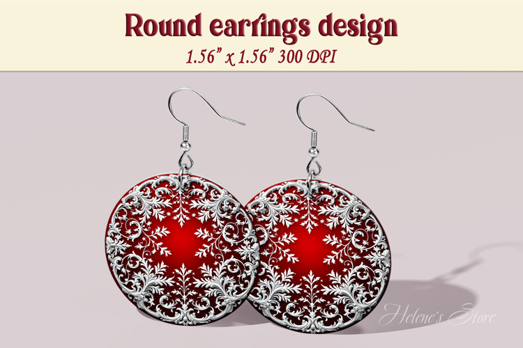 Vintage pattern earrings | Silver Round Earring sublimation