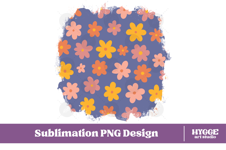Retro Flowers Background Png Floral Paper Sublimation Splash