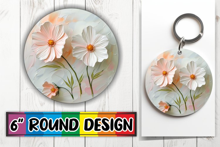 White Bloom Harmony: 3D Circle Design Sublimation example image 1