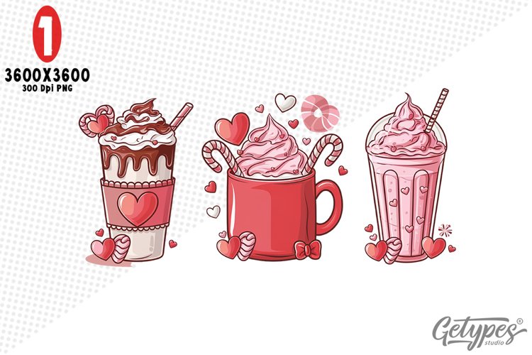 Valentine Coffee Sublimation Clipart - High Quality Design