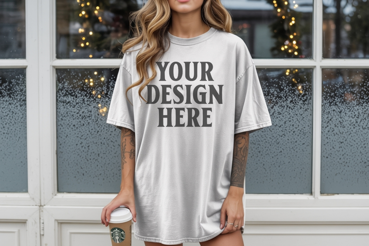 Christmas Comfort Colors 1717 White TShirt Mockup, CC 1717
