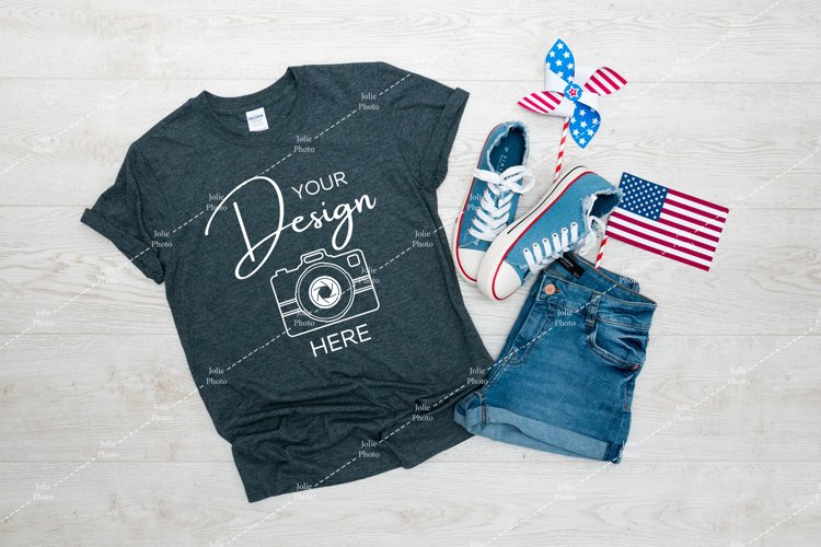 4th of July Mockup Gildan 64000 Softstyle Dark Heather Grey