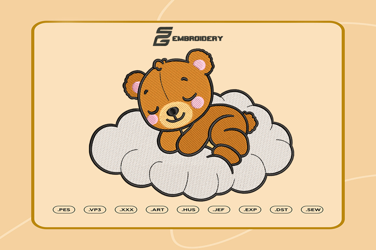 Sleeping Teddy Bear Embroidery Designs For Machine