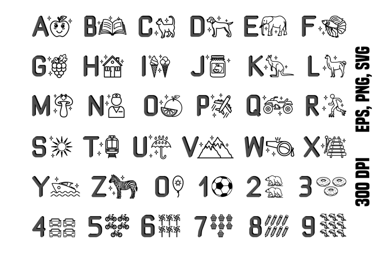 Line English Letters and Numbers for Kids