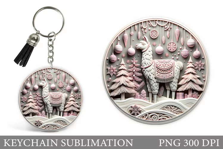 Christmas Lama Keychain. Cute Lama Keychain Design